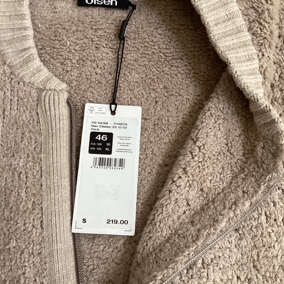NWT Olsen zip up beige Sweater size XL - Picture 2 of 8